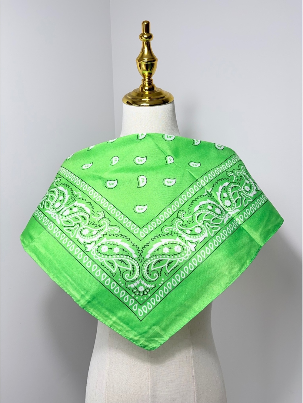 Vibrant Green Paisley Bandana Scarf - New Without Tags